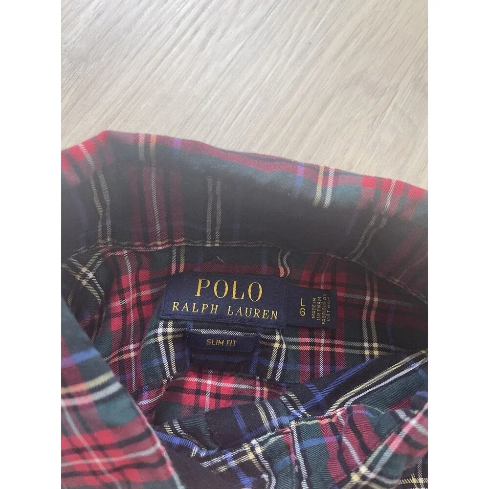 Polo Ralph Lauren Slim Fit Plaid Woven Cotton Button-Up Shirt Men M Long Sleeve